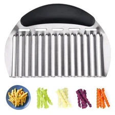Crinkle Cutter French Fry Cutter Stainless Steel Slicer Chopper Tool with Handle