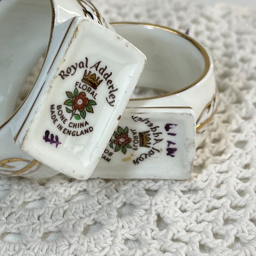Royal Adderley Bone China Floral Serviettenringe England Vintage Porzellan Paar - Bild 5 von 15