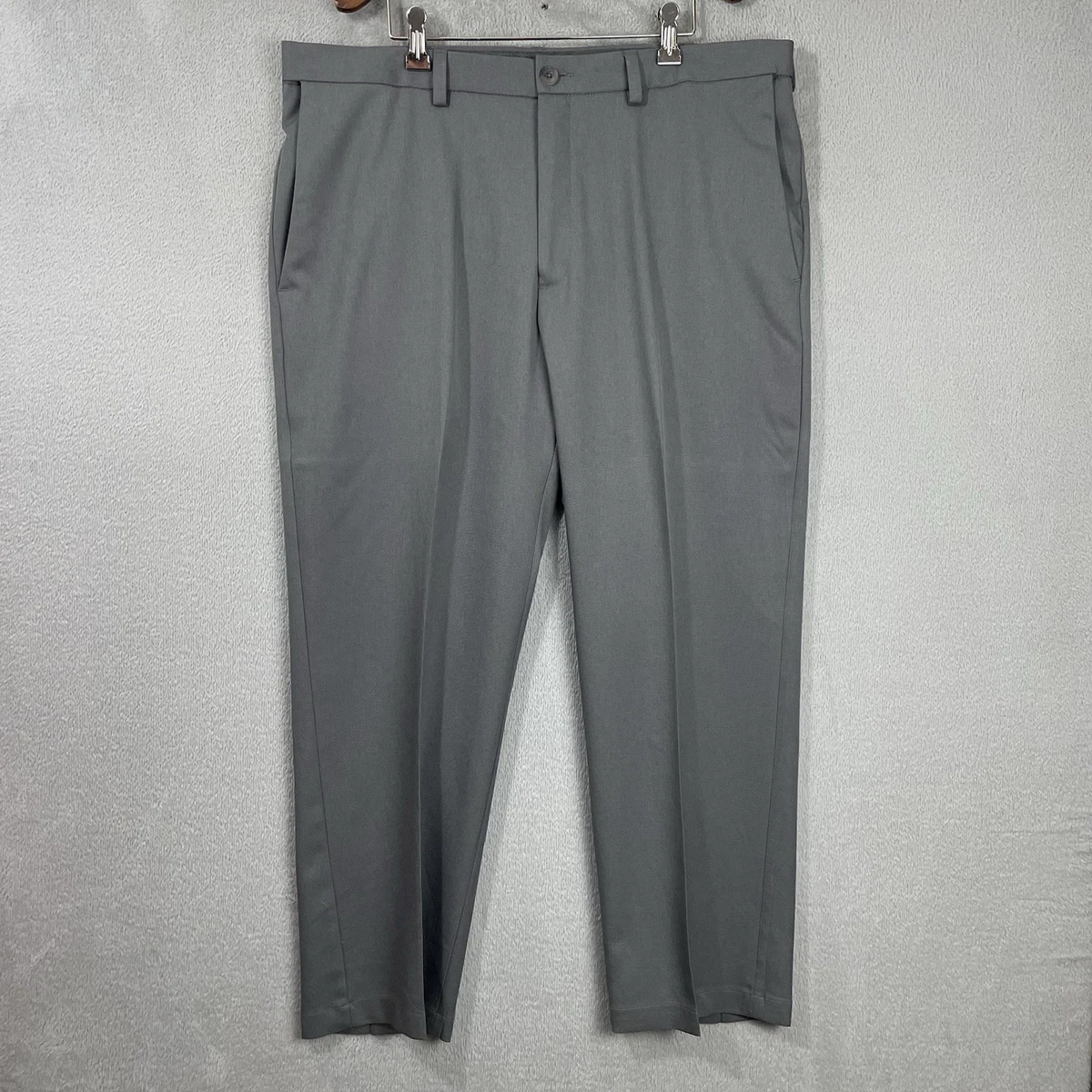 Pantalon Homme Haggar Cool 18 Performance - Taille 44 X 32, Gris, Classique, Sans Fer, Neuf Avec étiquettes