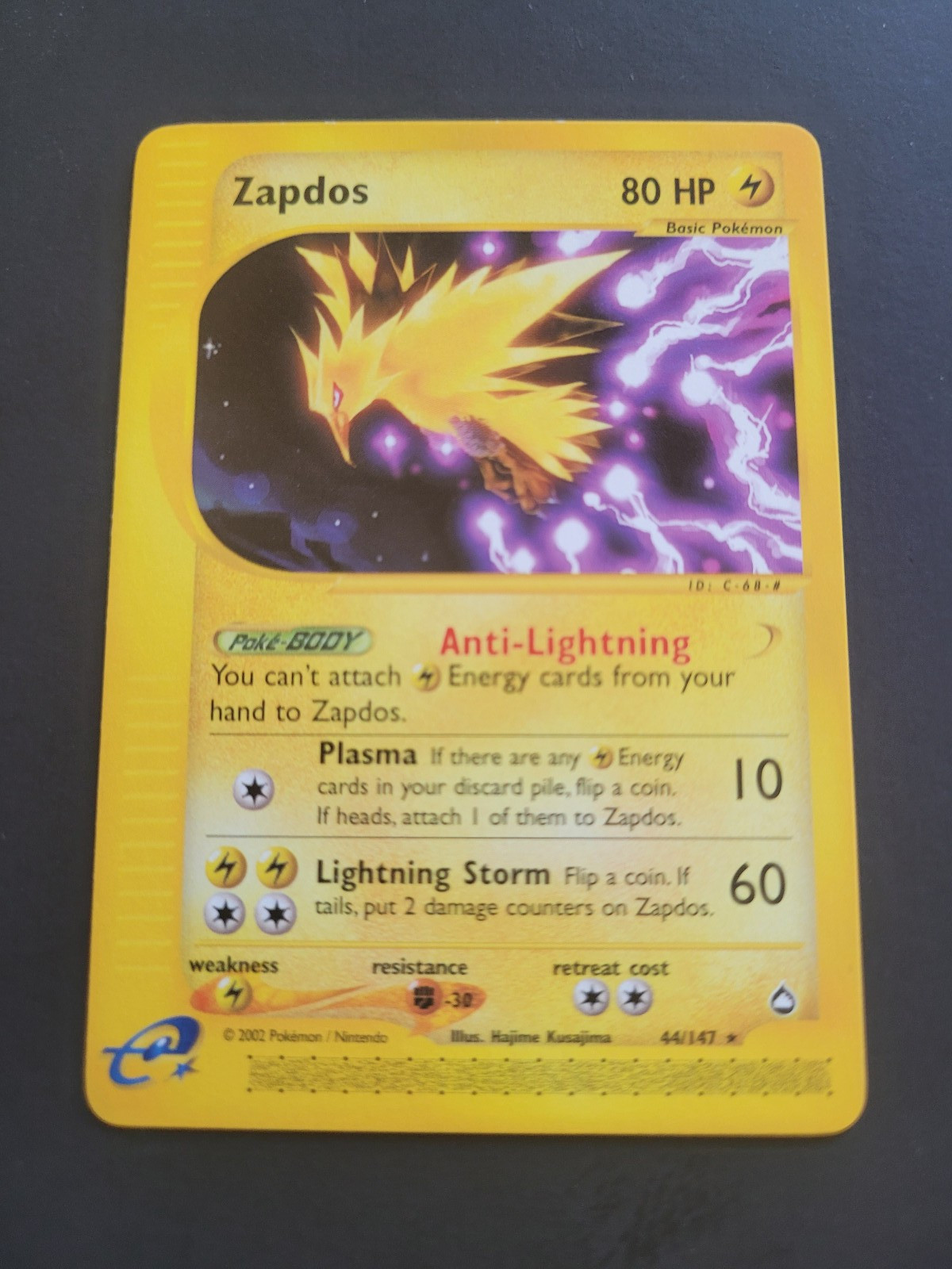 2002 Pokémon TCG Zapdos Aquapolis 44/147 Rare NM