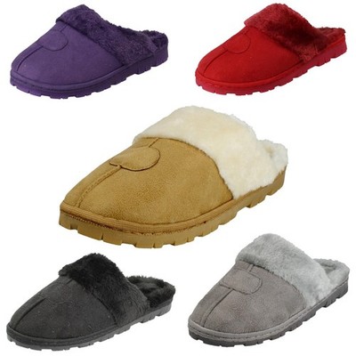 Damen Spot On Pantolette Kunstfell gefüttert Slipper Loungewear Hausschuhe Sliders - X2R131