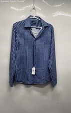 Nautica Mens Blue White Spread Collar Slim Fit Dress Shirt Size Small With Tags