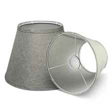 Set of 2 Small Empire Lamp Shades Dark Grey Linen Spider Fitter for Table Lamps