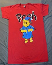 Vintage Disney Winnie The Pooh Sleep Shirt Nightgown Red Double Sided 90  s OSFA