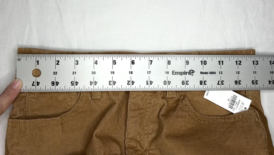 Pantalones de pana acampanados de tiro alto Old Navy para niñas 14 beige tostado elástico Candy Graham Foto 3 de 4