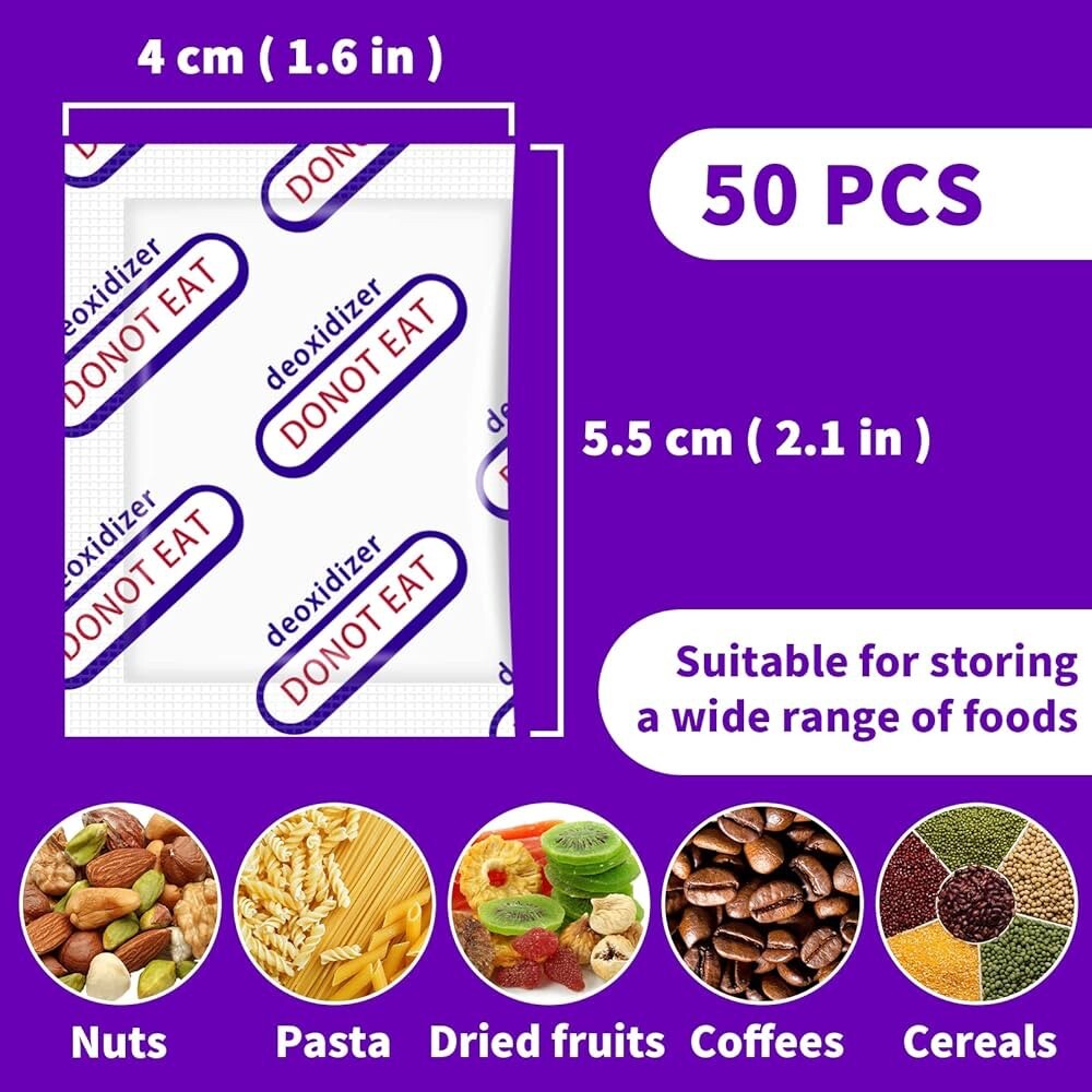 Individually Wrapped Oxygen Absorber (50 packs) for long term food