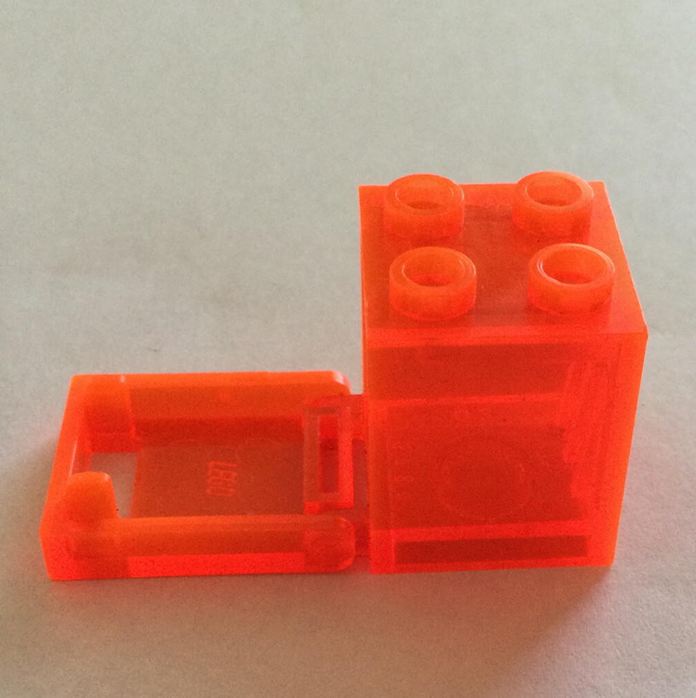 1 x Vintage Lego 4345 Trans Neon Orange 2x2 Box With Slot