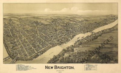 Panoramic Map of New Brighton Pennsylvania c1901 16x24