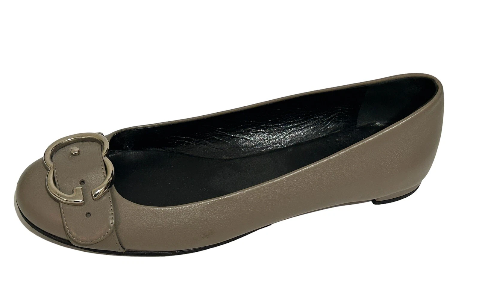 Boucle plate de ballet Sachaline logo GUCCI GG en cuir gris taille 37,5 UE