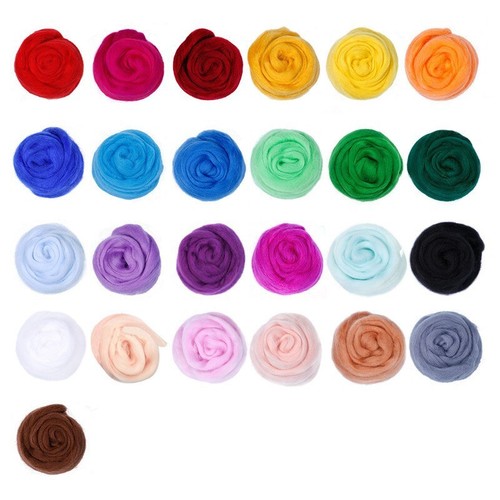 25 Colors Felt Yarn Roving Set Needle Felting Starter Kit Foam Mat Arts Crafts - Picture 5 of 10