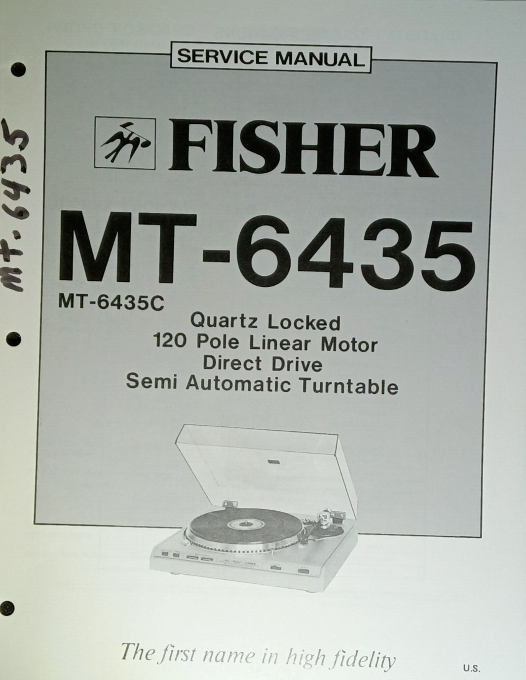 Fisher MT-6435/MT-6435C Semi-Auto Turntable Service Manual Original