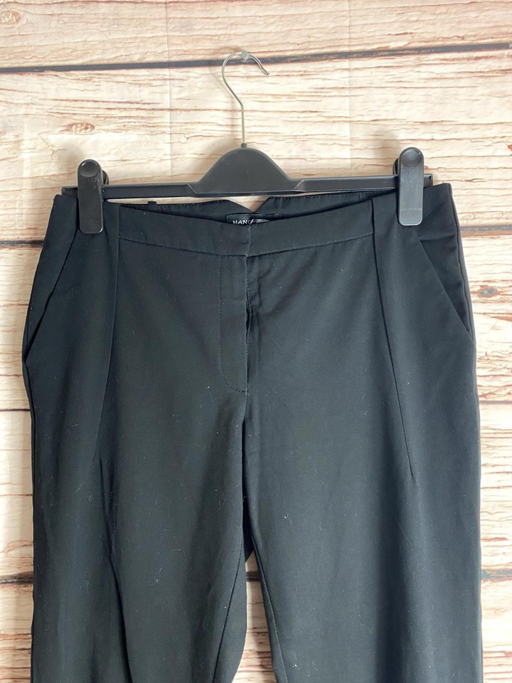 Womens size 10 28 inch leg trousers dress pants tapered black Mango