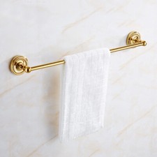 Polished Gold Brass Wall Mounted Towel Rack Bathroom Storage Single Rail Holder