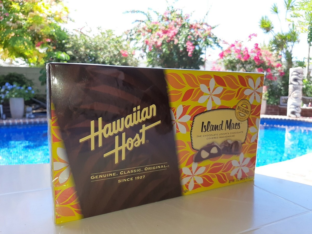 HAWAIIAN HOST CHOCOLATE MACADAMIA NUT ISLAND MACS 4.3 oz box Same