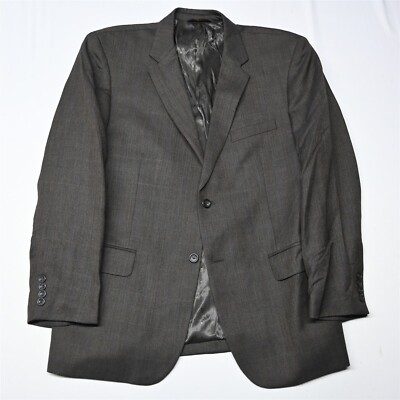 Joseph Feiss 46R Brown Herringbone Flannel 100% Wool Mens Blazer Sport Coat