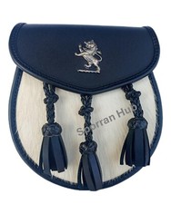 Scottish Handmade White Bovine Half Dress Real Leather Scottish Kilt Sporran