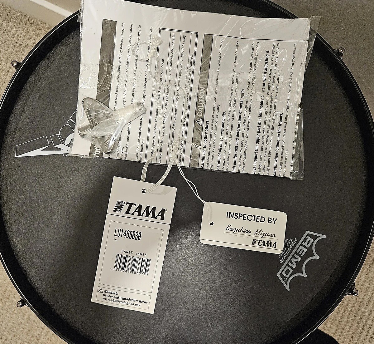 TAMA METALLICA Lars Ulrich SIGNED Black Snare Drum LU1465B30 30th