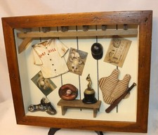 Baseball 3D Shadow Box Miniatures in Resin Wood Frame Sports Wall Hanging