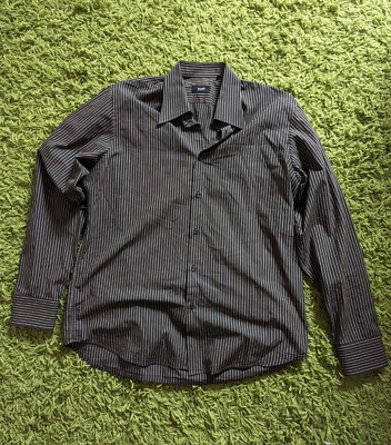 Hugo Boss Brown Pin Strips Long Sleeve Dress Shirt Mens 17/43