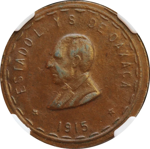 Mexico RevMex 20 Centavos 1915 Oaxaca, NGC AU55 BN. GB-UNL. 6th Bust. LV-58