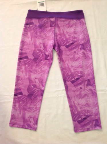 Girls Under Armour HeatGear Anti Odor Capri Leggings Pants Purple LG NWT $35 - Picture 4 of 5