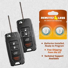 2 Remote Keyless Entry Fob Flip Key Replacement For Jeep 4b (2ADFTFI5AM433TX)