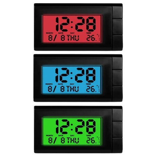 Mini LCD Screen Digital Clock 2in1 Interior Car Auto Desk Z4U3 Temperature Y2L2 - Picture 8 of 15