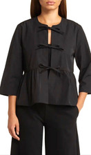 Nwt Masai Copenhagen Majessenia Black Tie Front Jacket Size L