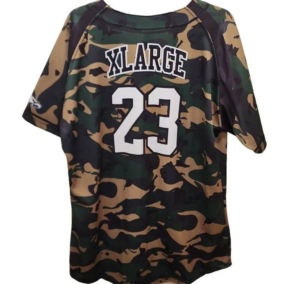 Camiseta deportiva Mizuno Eagles 23 para hombre talla XL botón completo frontal camuflaje manga corta atleta Foto 3 de 4