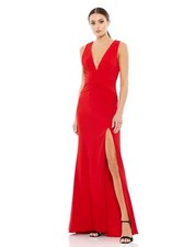 Mac Duggal 55703 Wrap Front Sleeveless Jersey Gown Sz 12 Red