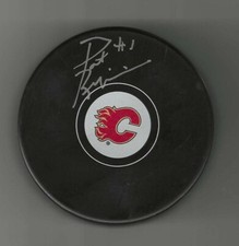 Pat Riggin Signed Calgary Flames Puck 