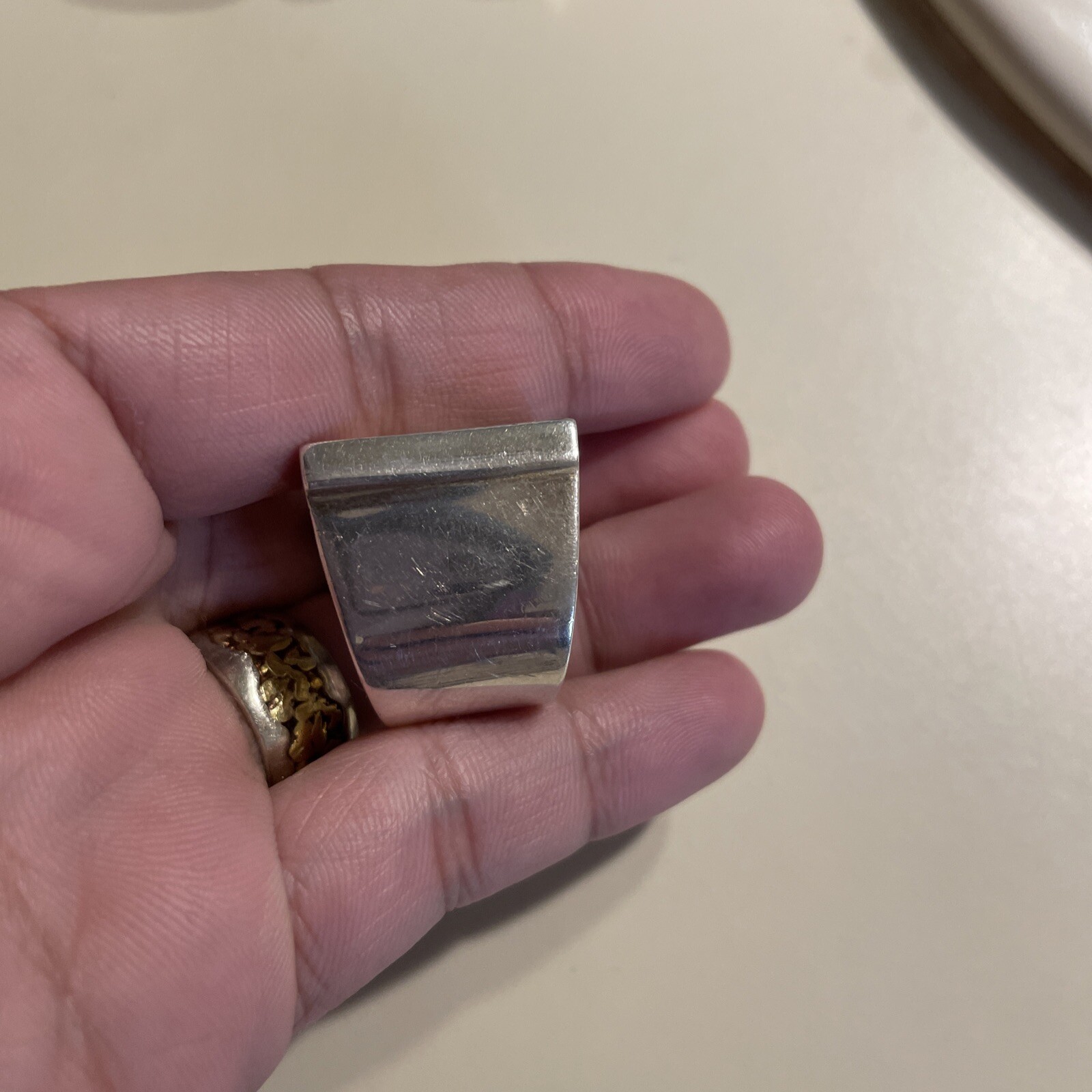 Big statement ring silver, square geometric ring,… - image 5