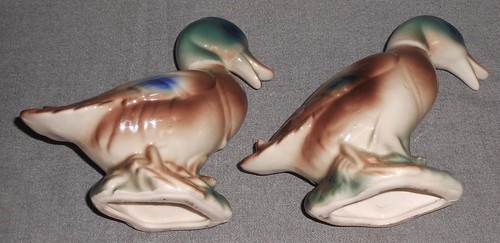 PAIR 1950s-60s Royal Copley MALLARD - DUCK FIGURINES Made in USA - Picture 4 of 5