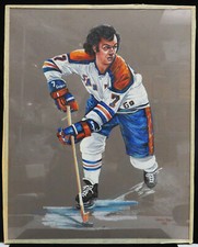 1976 NHL Andre' Lacroix SAN DIEGO NHL HOCKEY ORIGINAL WARREN PRATT PAINTING 