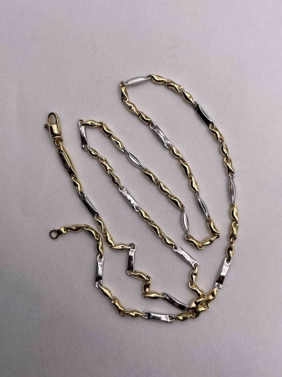 18K Yellow & White Gold Pillow Link 2.5mm Chain, 19.5 inch