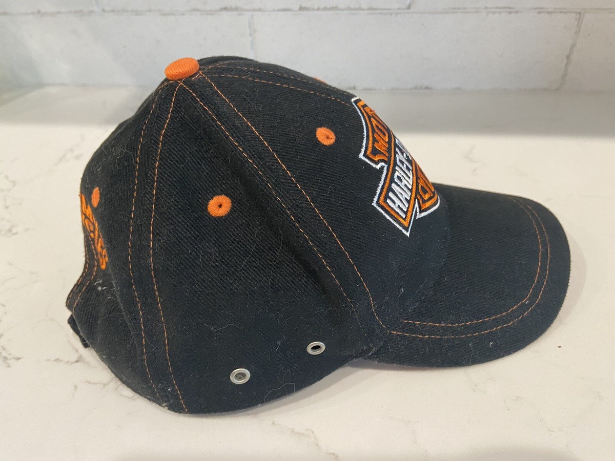 Harley Davidson Black Denim, Orange Adjustable Baseball Cap  display picture 3