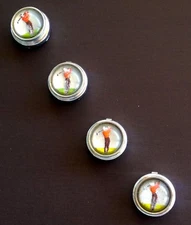 vintage glass and metal GOLFER button covers fits standard shirt buttons