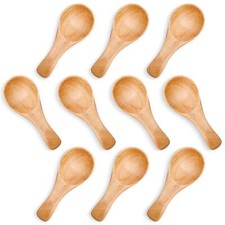 Small Wooden Spoon 10PCS 3 inches Ice Cream Salt Spoon Honey Coffee Tea Sugar S