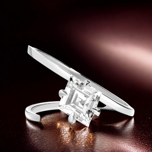 Diamond Ring 0.80 Carat Certified Lab Grown Toi et Moi Asscher Cut 950 Platinum