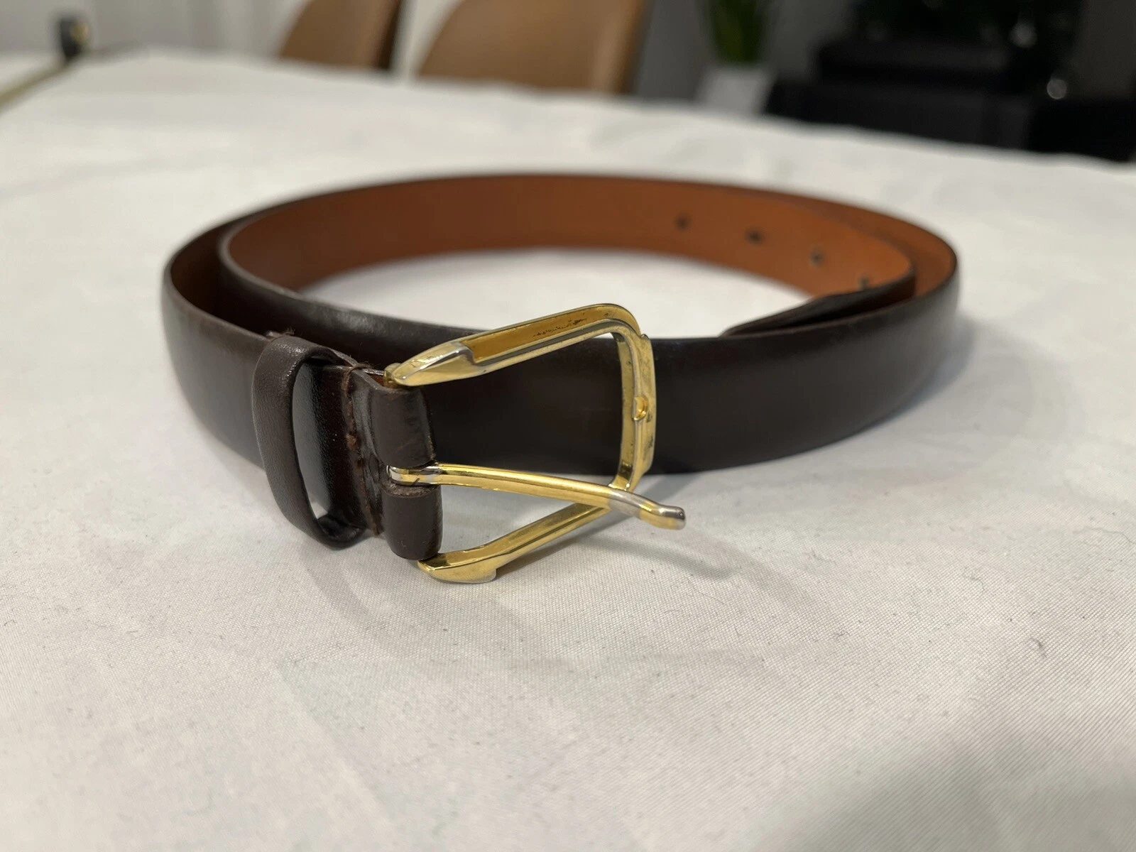 Ceinture femme vintage Christian Dior taille 36 cuir marron boucle ton or