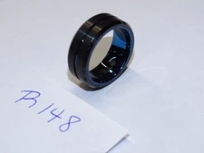 Triton Tungsten Carbide Wedding Band Ring 8mm Size 9 Black w/Blue Line #R148