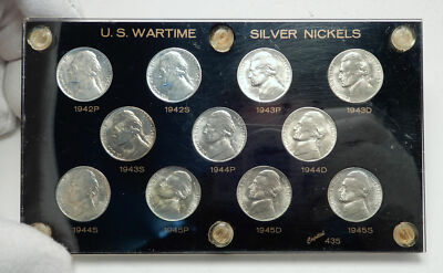 1942-1945 WWII US Silver Alloy 5 Cents NICKEL 11 Coins Set United