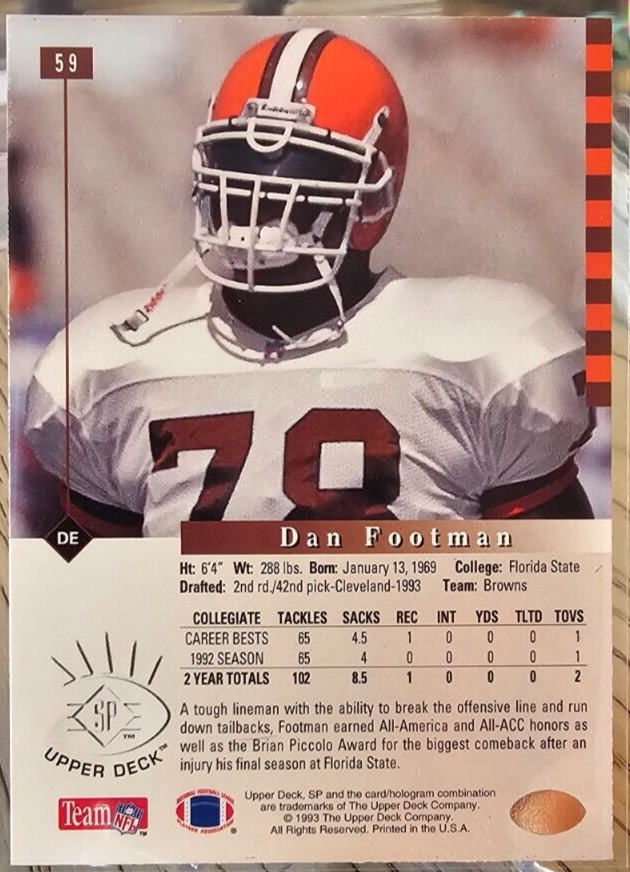 1993 SP Dan Footman RC #59 Cleveland Browns | eBay