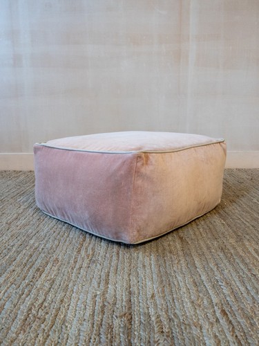 Graham and Green Velvet Pouffe - Rose - Picture 2 of 5