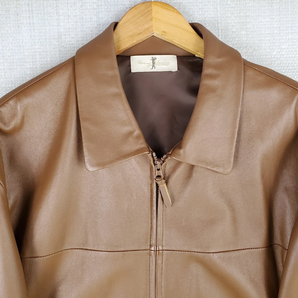 HARRY VARDON Size 2XL Mens Soft Leather Harrington Jacket Full Zip Golf Brown - Image 2 of 4