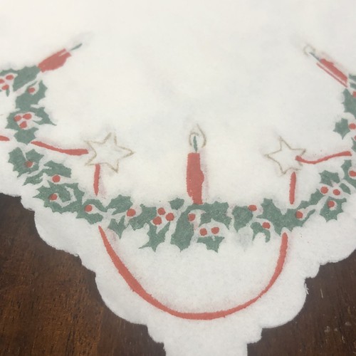 Vintage MCM Paper Christmas Napkins Delicate Scalloped Denmark Candle Lot/12 - Picture 2 of 8