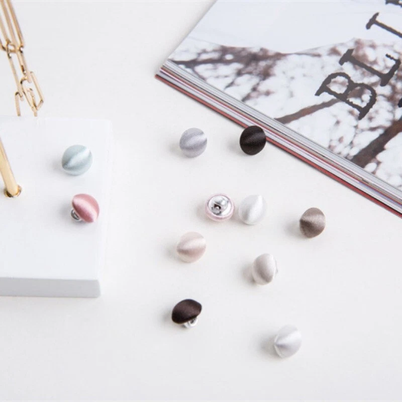 50X Cloth Buttons Satin Covered Buttons Metal Shank for Dress Blazer Jacket DIY - Image 3 of 4