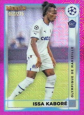 2022-23 Topps Merlin Chrome UCL Olympique Marseille Issa Pink Mojo Kabore  /275