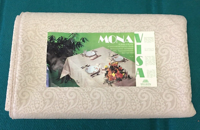 Vintage : MILLIKEN VISA lacey 70'' x 126'' rectangle TABLECLOTH : Kemp & Beatley