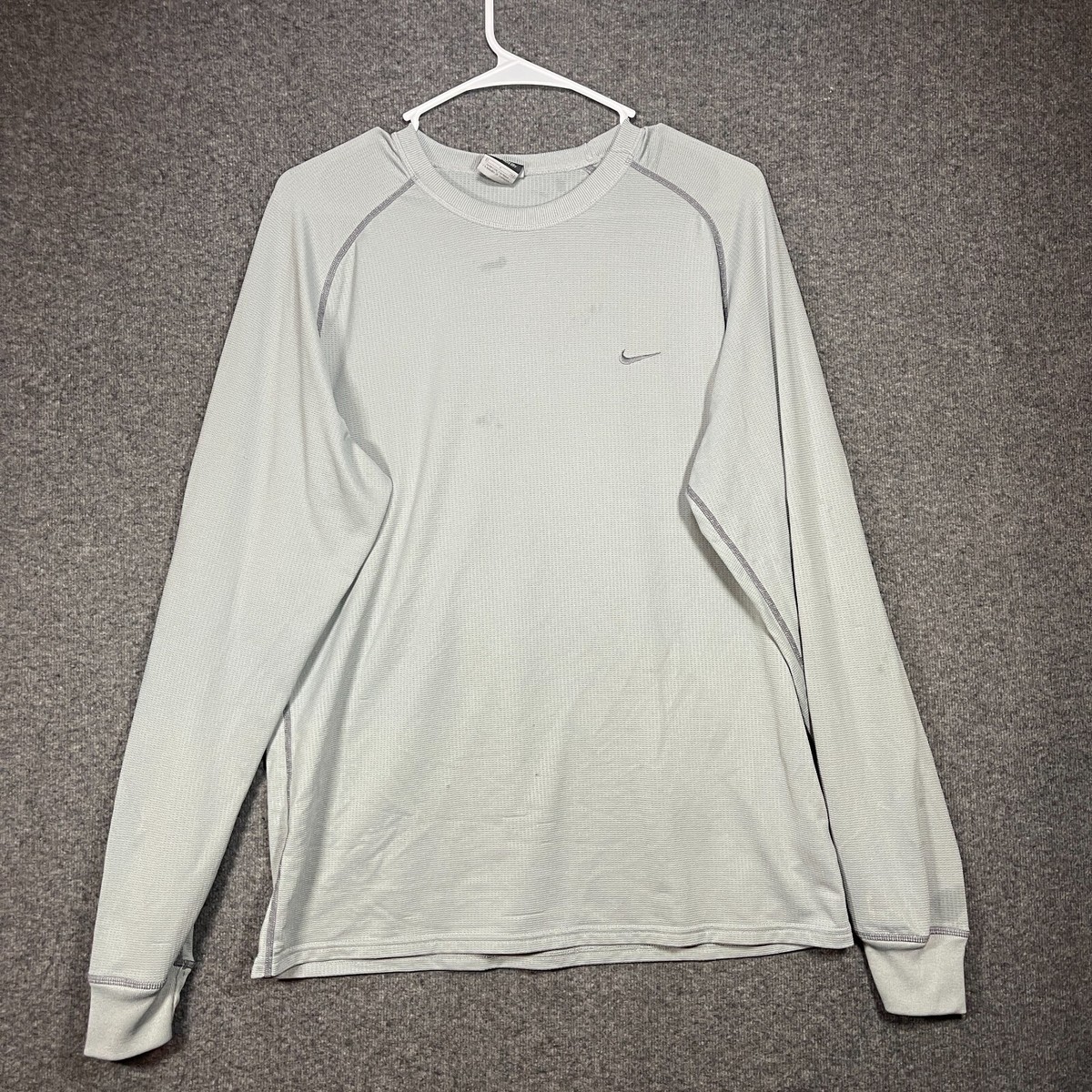 NIKE Sphere Dry Shirt Small Gray Thermal Long Sleeve Swoosh 
